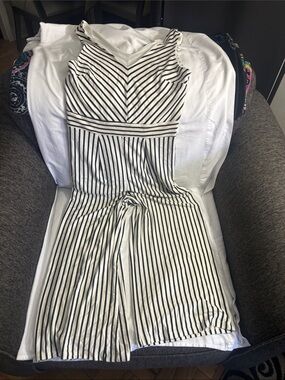Kaileigh Black and White Striped jumpsuit